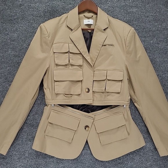 RTA Utilitarian Blazer White Pepper Beige Pockets Women's Size 10 - Picture 10 of 16